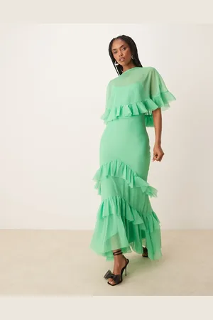 ASOS Cape overlay ruffle bias maxi dress in bright