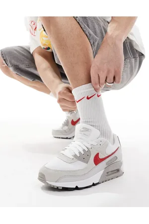 Nike Air Max 90 unisex trainers in white and red