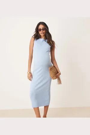 ASOS ASOS DESIGN Maternity knitted slash neck midaxi dress in wide rib in