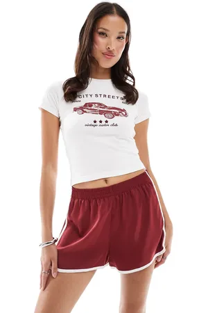 ONLY Satin running shorts in burgundy