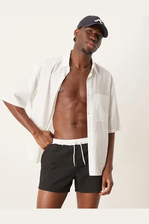 Free Society Contrast trim swim short in black and white