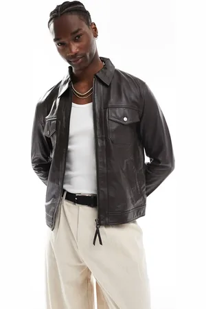 Barneys Originals Real leather harrington in in