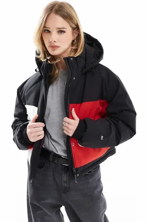 Tommy Hilfiger Back logo colour-blocked puffer jacket in multi