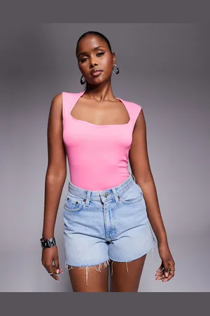 River Island Jersey square neck bodysuit in