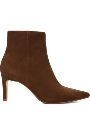 Dune Obsessively suede ankle boot heels in dark tan