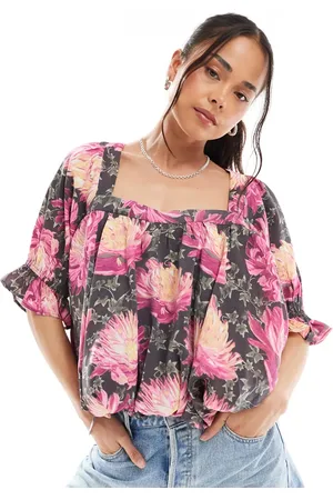 ASOS Square neck puff blouse in floral print