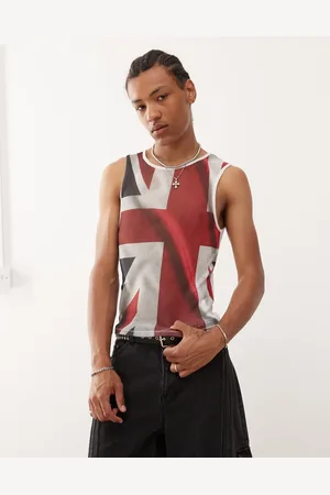 COLLUSION Mesh vest with union jack print