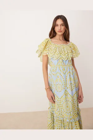 Maya Deluxe Broderie bardot midi dress in