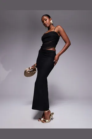 Missyempire Slinky mesh overlay maxi skirt co-ord in