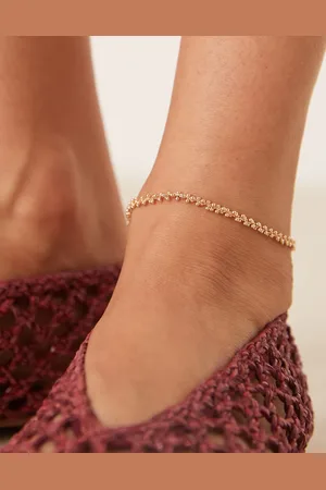 ASOS Anklet with textured mini beads in tone