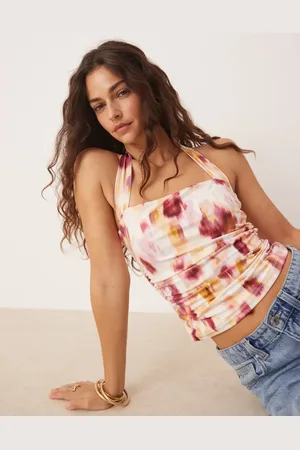 Abercrombie & Fitch Square neck sleeveless top in pink floral