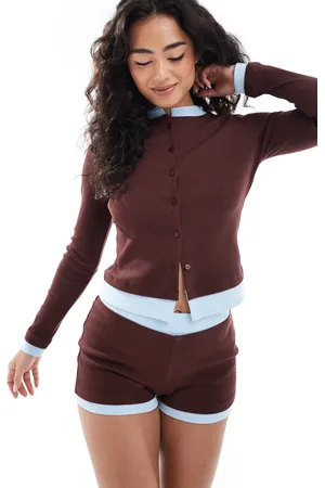 ASOS Double layer button through cardigan co ord with contrast in