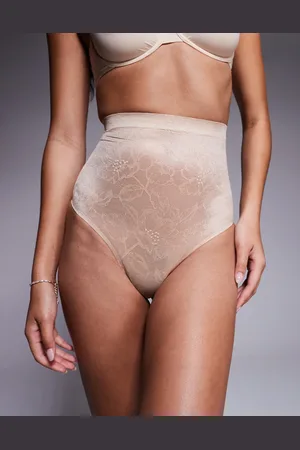 Bye Bra Lacy invisibe lace high waist shaping thong in beige