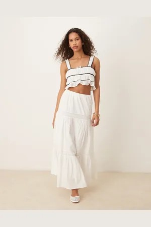 Gina Tricot Tiered lace midi skirt in