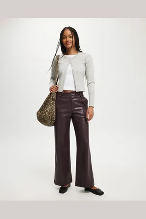 Cotton On Faux leather wide leg pant in burgundy