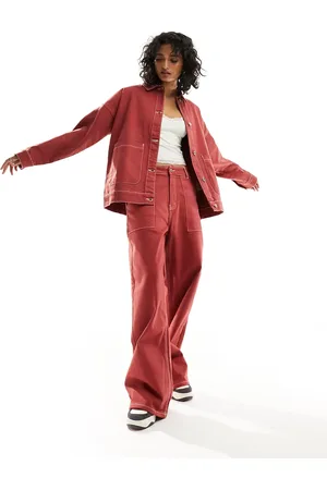 Bolongaro Wide leg contrast stitch jean co-ord in rust