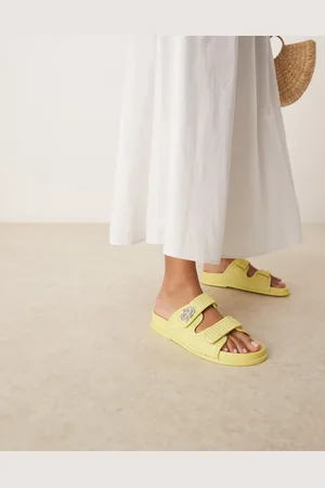 ASOS Fawn footbed sliders with twist lock in lime