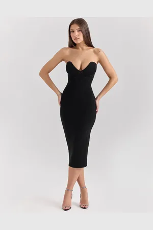 House Of Cb Magdalena strapless knit midi dress in