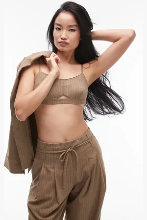 ASOS Tailored bralet in camel pinstripe