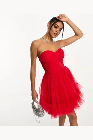 Lace & Beads Corset tulle overlay mini dress in