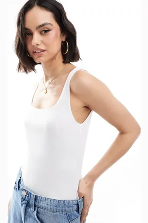 Pimkie Ribbed cotton square neck bodysuit in