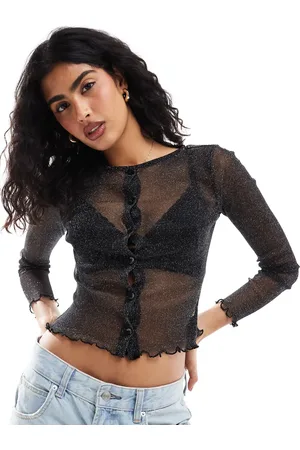 ASOS Sheer glitter mesh shrunken cardigan in