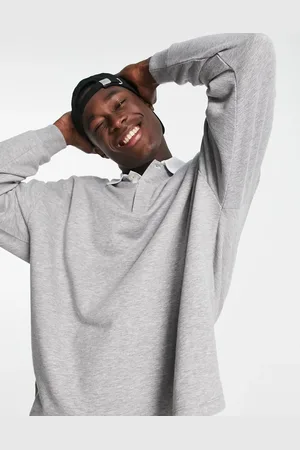 ASOS Oversized polo sweatshirt in marl