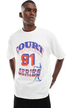 ASOS Oversized t-shirt with sports graphic in off
