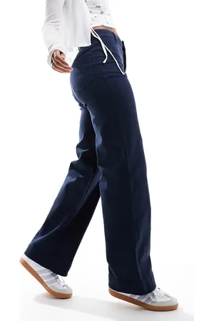 Monki Stretch cotton wide leg trousers in