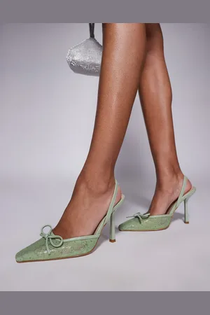 Simmi London Simmi London Bebee bow detail open back heeled court shoes in sage