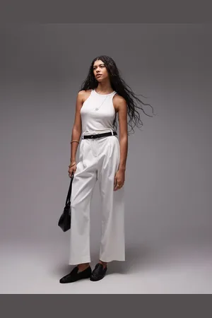 Topshop Premium double pleat straight leg tailored trouser in