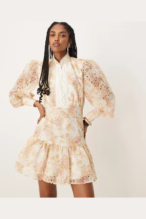 Bardot Remy mini broderie dress in apricot floral
