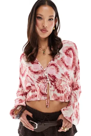 Stradivarius Cropped tie detail shirt in tie dye