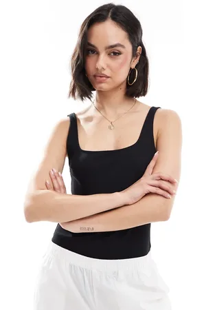 Pimkie Ribbed cotton square neck bodysuit in