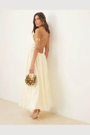 Bardot Arletha halter maxi dress in canary
