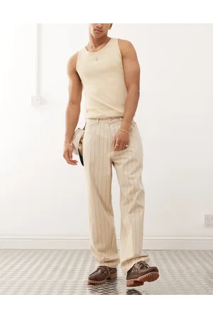 Obey Classic baggy stripe jeans in beige