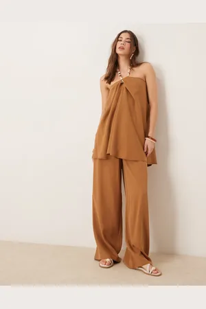 ASOS Super wide leg trousers co-ord in camel