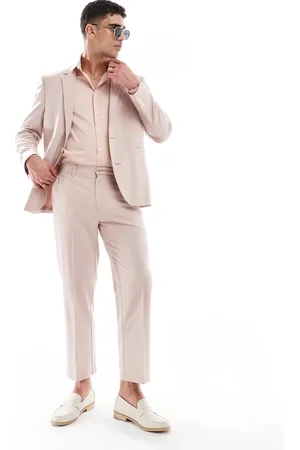 ASOS Straight cropped length suit trousers in dusty