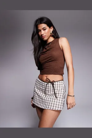 Princess Polly Bow detail mini skirt in check