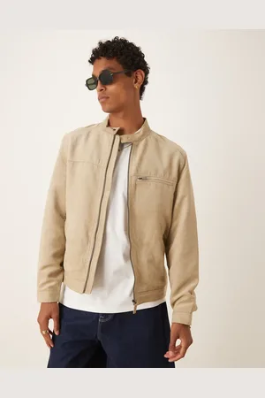 MANGO Suede look biker jacket in beige