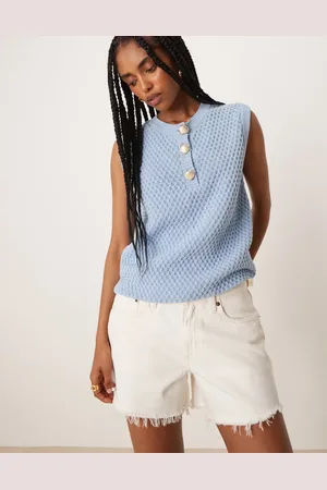 ASOS Mock crocket tank with shell buttons in