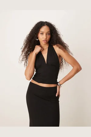 Gina Tricot Co-ord Soft Touch jersey slinky low cut halterneck top in