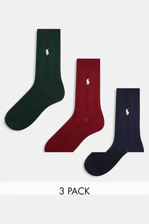 Ralph Lauren 3 pack socks with logo in navy green red