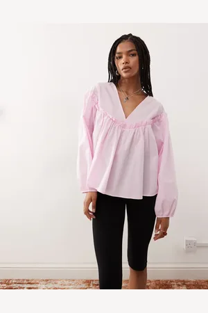Reclaimed Ruffle yoke smock top in