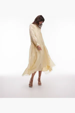 & OTHER STORIES Textured volume maxi dress with lace detail and tiered ruffles in beige