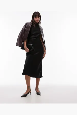 & OTHER STORIES Bias cut satin midi dress with drape detail and extended shoulder in