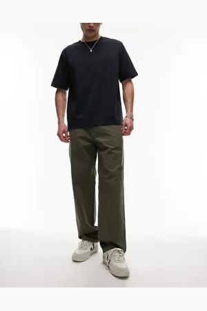 ARKET Heavy poplin trouser with button front in khaki