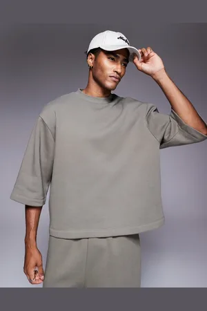 ASOS Oversized 3/4 sleeve sweatshirt in khaki