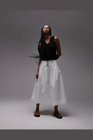 ARKET Maxi skirt with pintuck detail in white