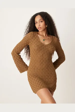 AWARE Crochet knit mini dress with wide sleeves in